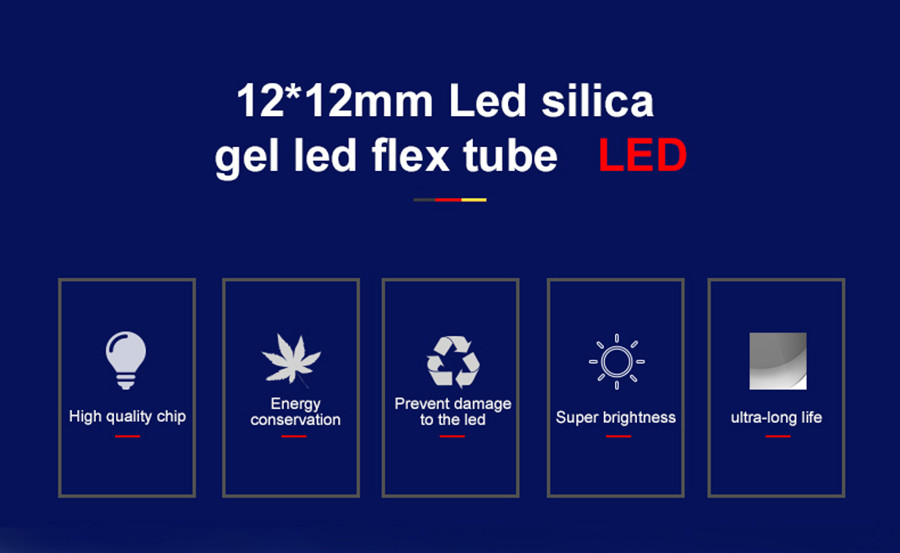 Silica gel IP67 12*12mm Flexible Silicone Flex Tube 12VDC