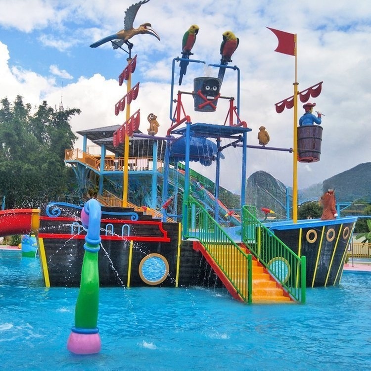 Fiberglass Water Play Equipment with Children Slides for Aqua Park