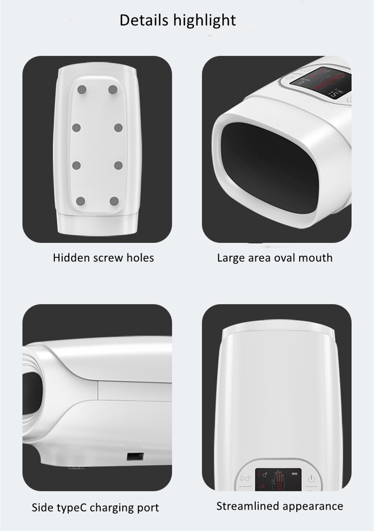 Vibrating Electric Cordless Hand Massager Air Pressure Hot Compress 5V 2A