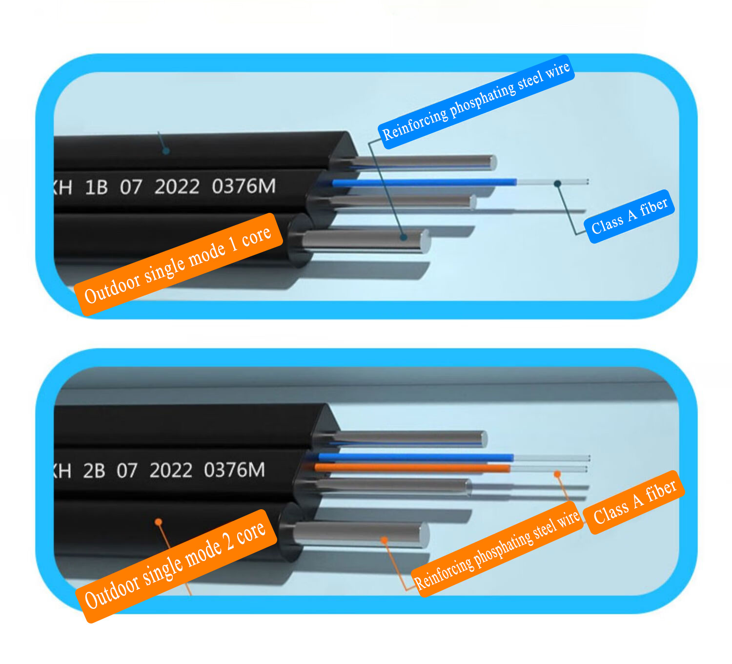 Super Cost Effective Fiber GJYFXTCBY G652.D Single Core FTTH Drop Cable With Messenger
