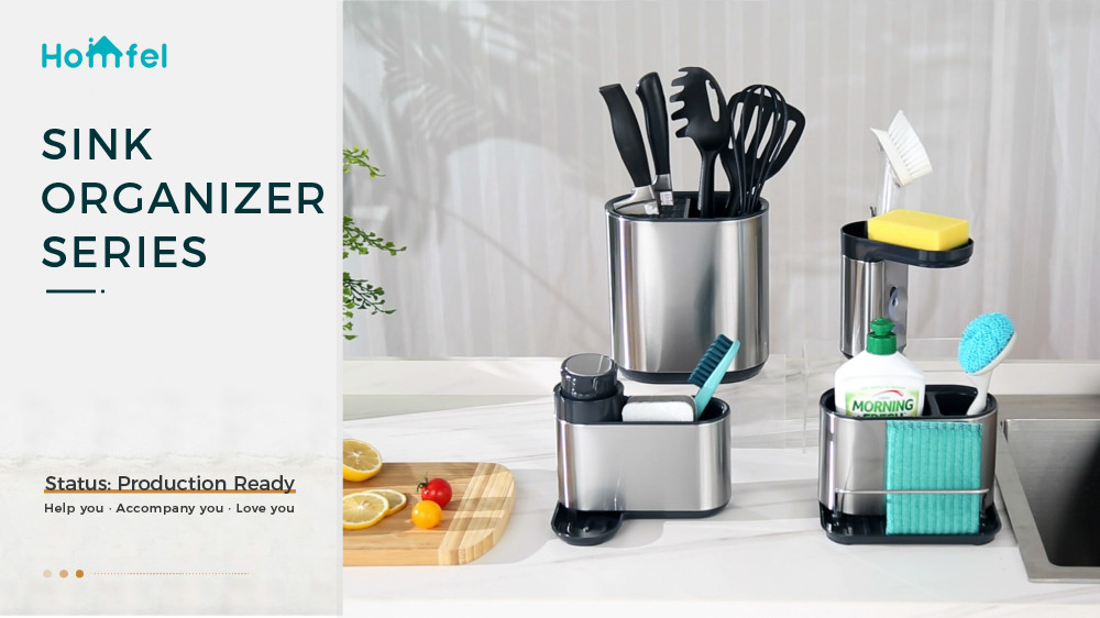 Kitchen Sink Tidy Caddy Sink Organizer With Sponge Holder Stainless Steel