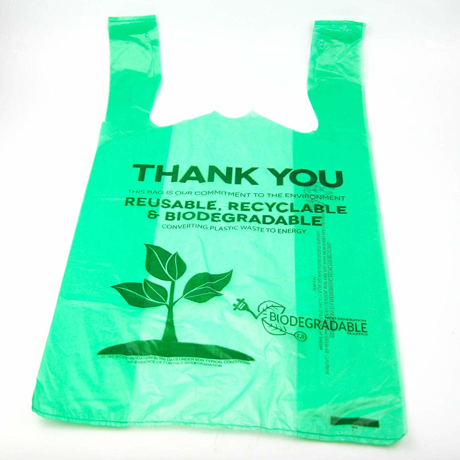 Stable Cornstarch Thank You Plastic Shopping Bags Lightweight Non Toxic