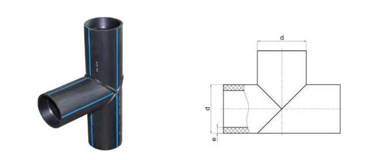 DN125-DN1200 PE80 PE100 Mitred Equal Tee HDPE Fabricated Fittings