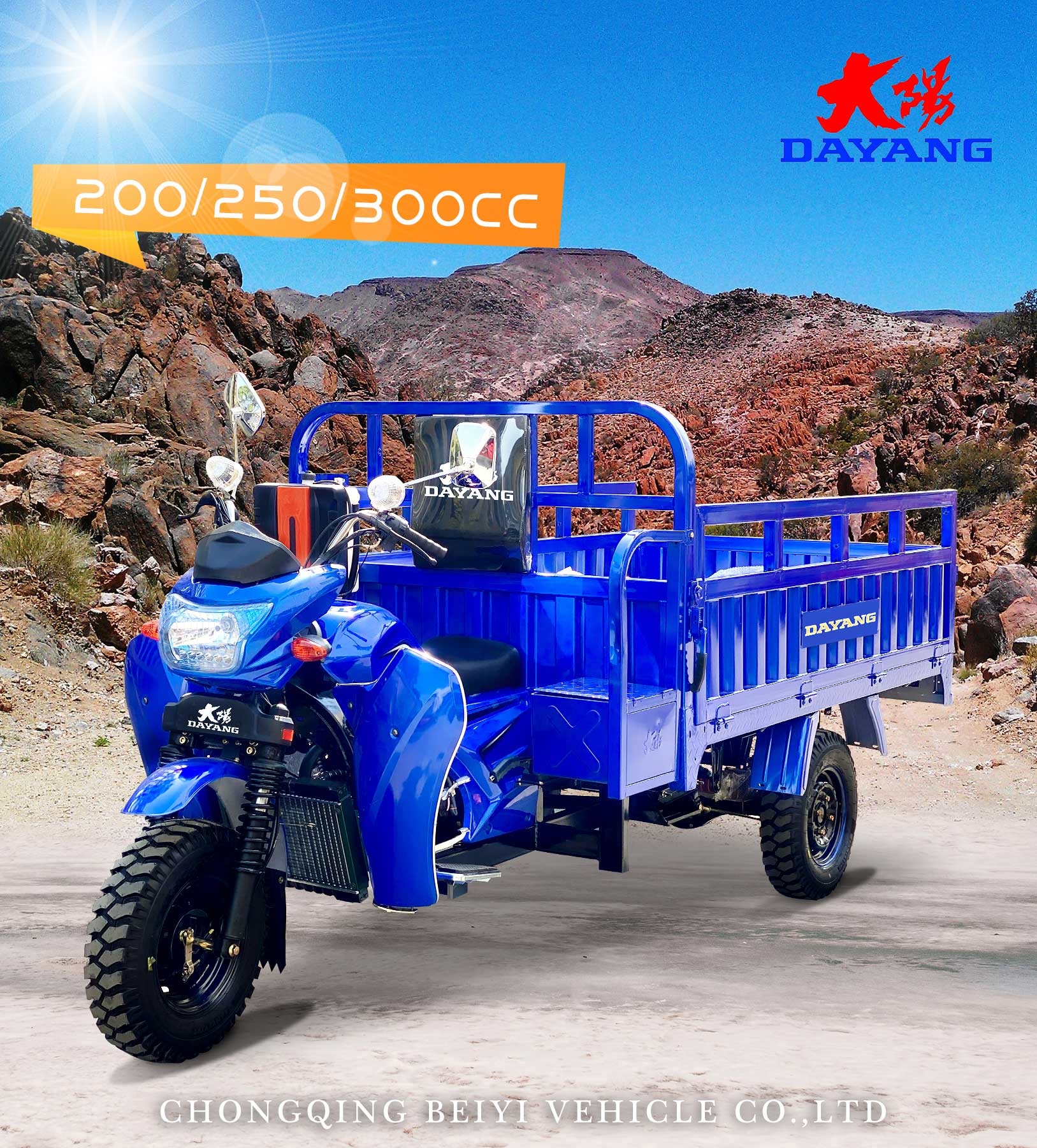 250cc Three Wheel Motorcycle with 200CC Cargo Tricycle and 10-20L Fuel Tank Capacity