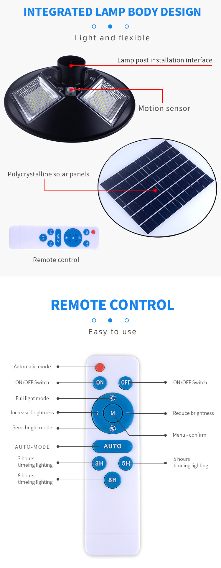 Ip65 Waterproof LED Garden Light Fixtures 150w 300w Abs Housing Solar Garden Lamp