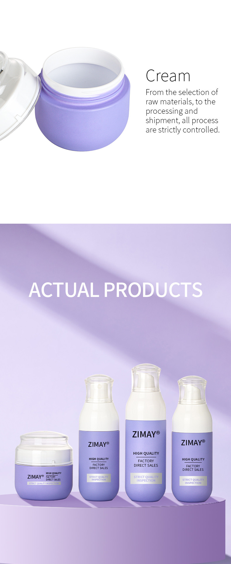 Violet 4 Oz PET Matte Plastic Serum Lotion Fine Mist Spray Bottle 2 Oz Face Cream Cosmetic Jar Set