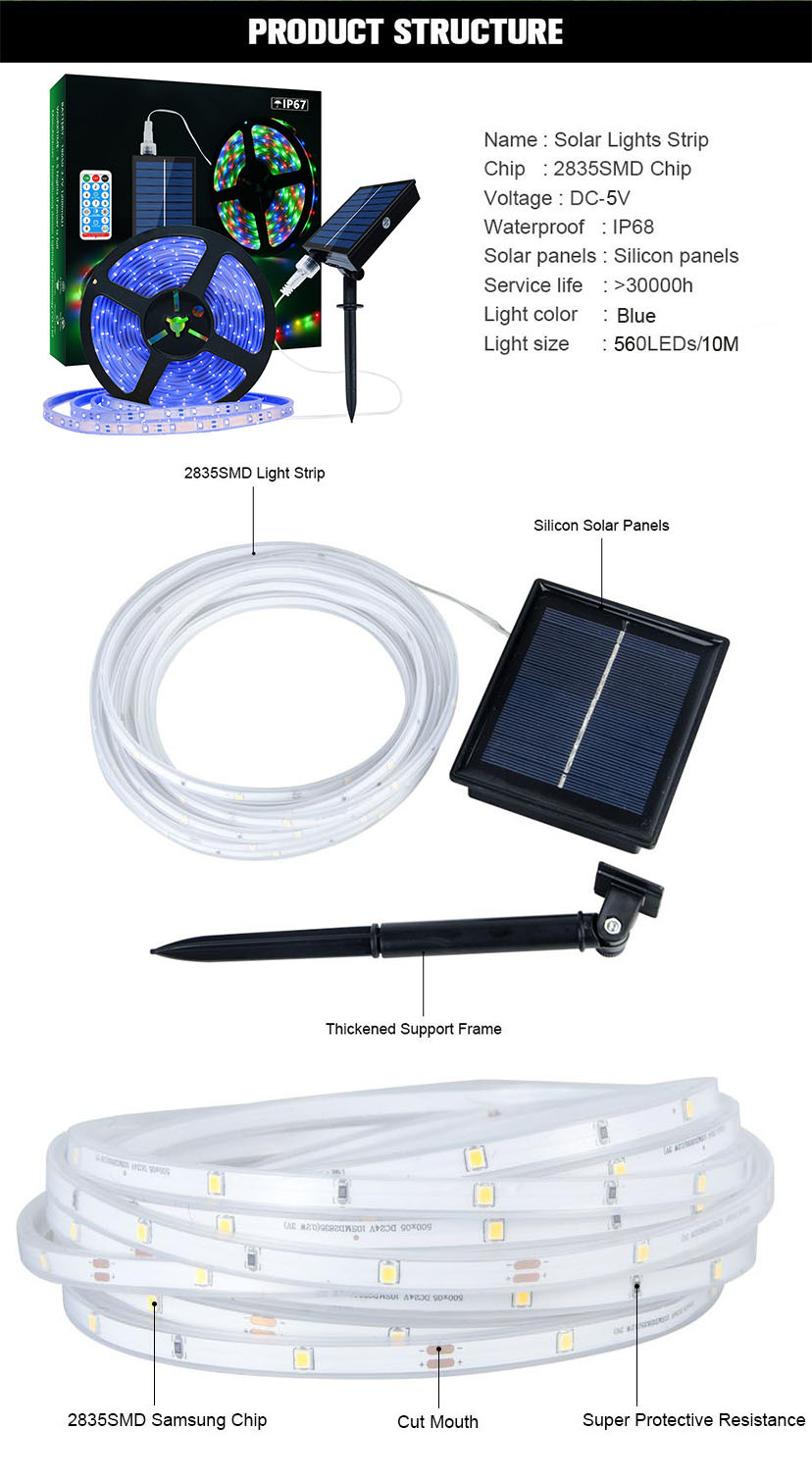 Dimmable SMD2835 Solar Strip Light Stable For Christmas Party