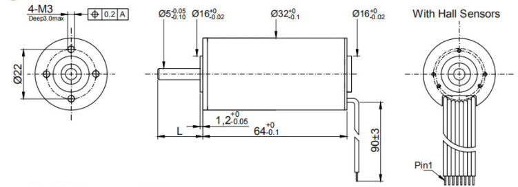 Aluminum Grinding Machine 4.9A Coreless DC Motor 32×64mm Hollow Cup