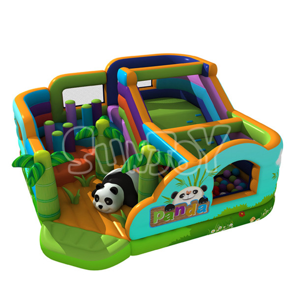 Panda Amusement Park Inflatable Fun City With Air Blower