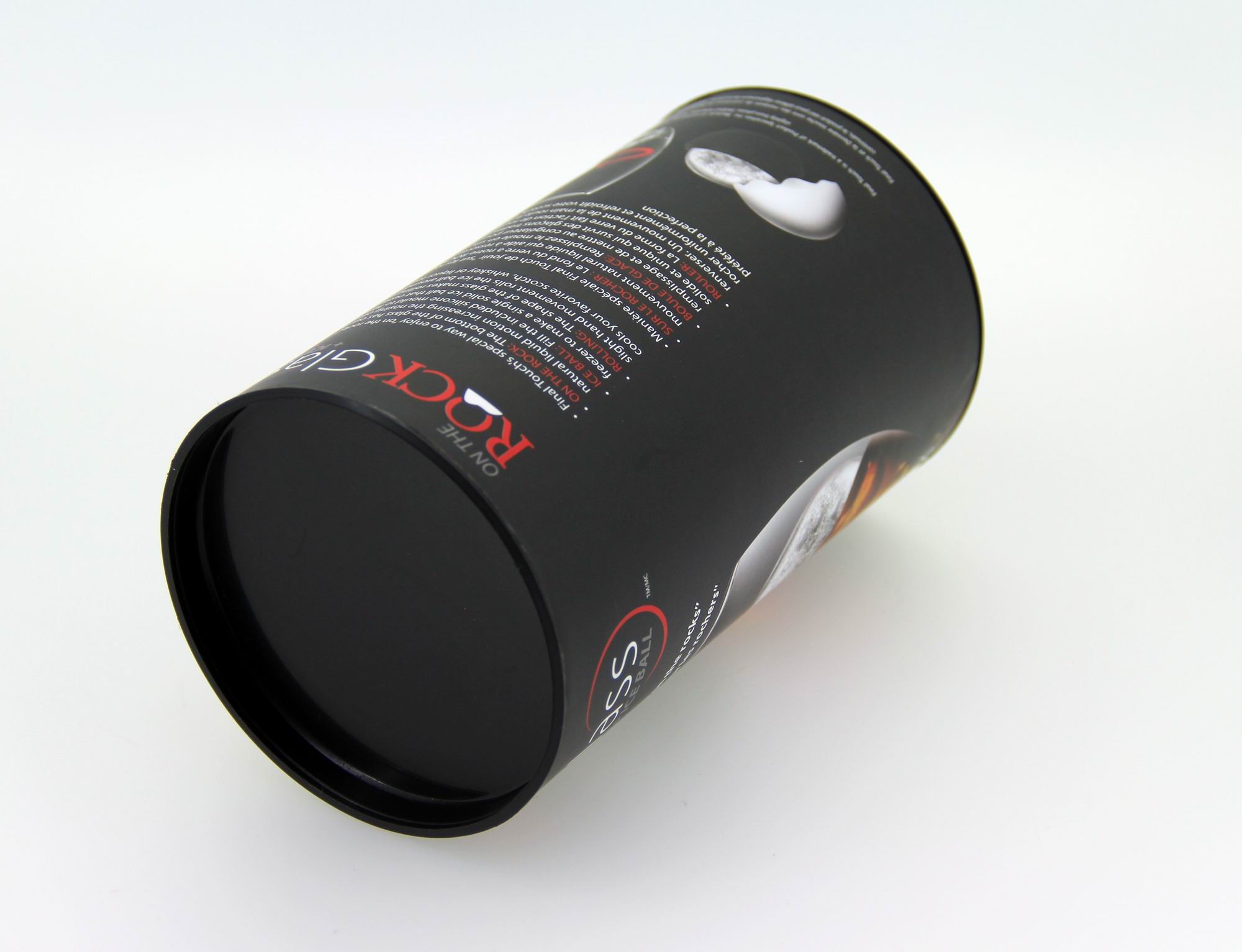 Food Grade Round Paper Cans Packaging With Black Plastic Lids For Wine Cup Bowl