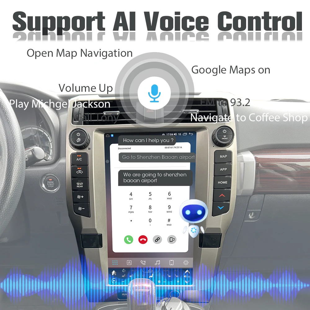Auto Stereo Car Radio For Toyota 4Runner 2010-2023 Android Auto Carplay GPS Navigation Display Screen Multimedia player