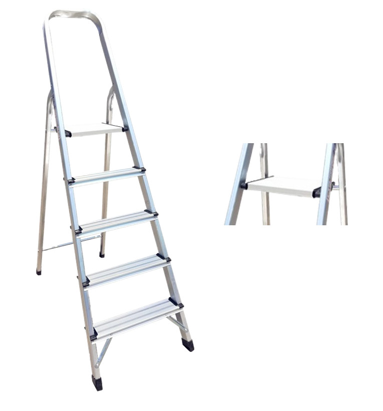 5 Steps Easily Carried Household Foldable Aluminum Step Ladder