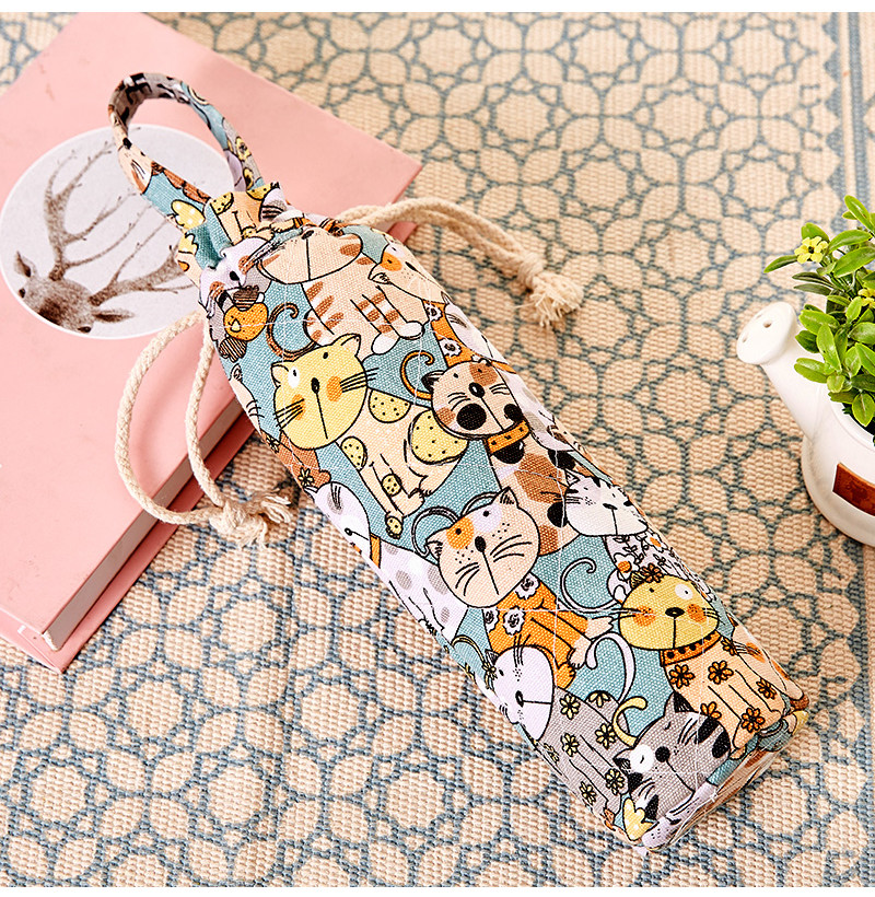 Drawstring Closure Canvas Wine Bottle Protector