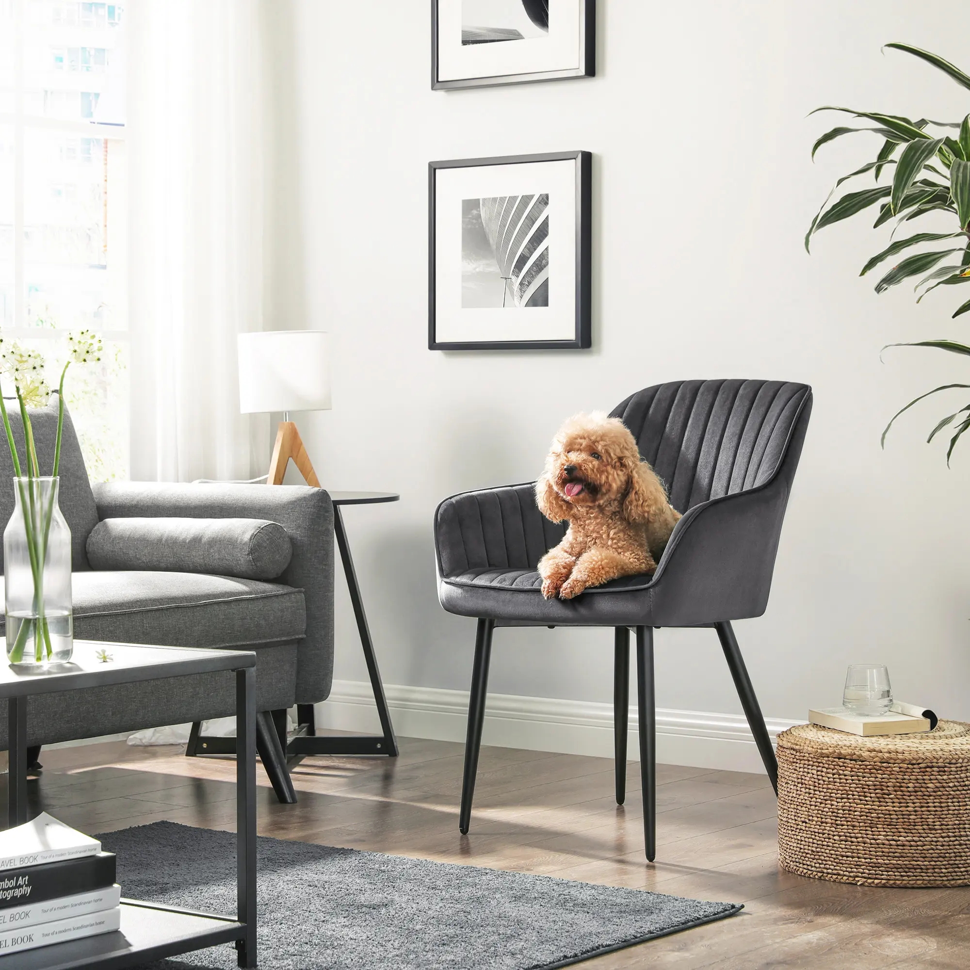 Kitchen Nordic Dark Green Upholstered Dining Chairs With Arms