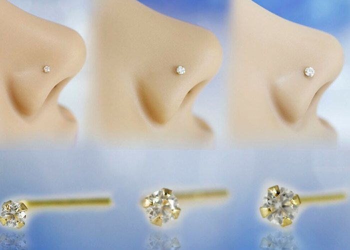 1.25-3.0mm 18K Gold Nose Piercing OEM ODM With Natural Stone