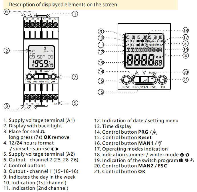 DT9-163 2-MODULE Programmable Switch AC/DC12V-240V AC 230V 50-60Hz 63A/AC1