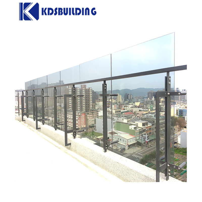 Metal Building Balcony Railing Tempered Double Glazed Aluminium Iron Baluster