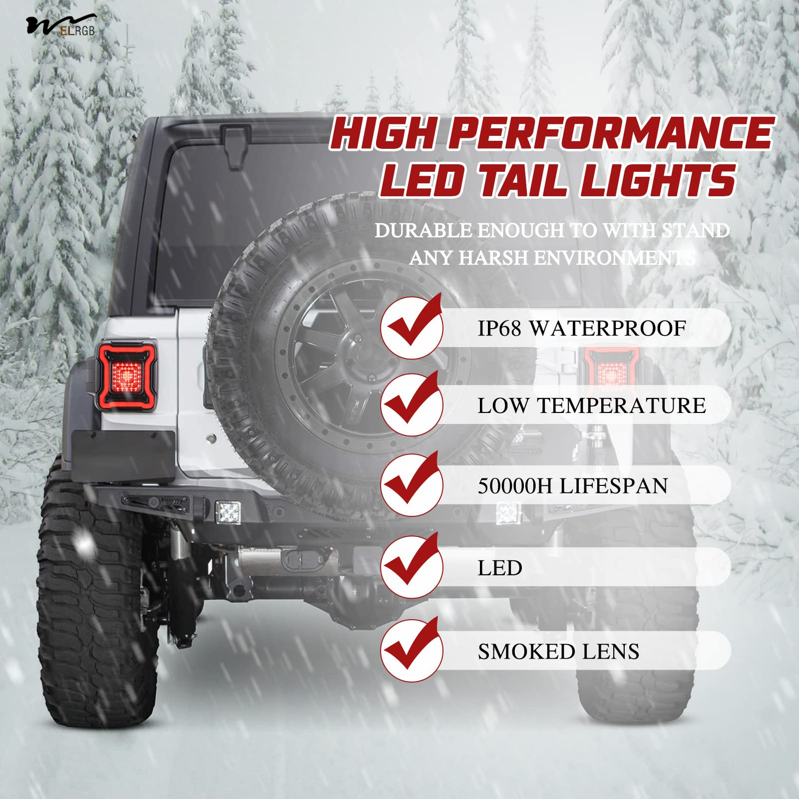Jeep LED Tail Lights Fit Smoked Tail Lamp Brake Turn Signal Light Reverse Rear Back Light Assembly