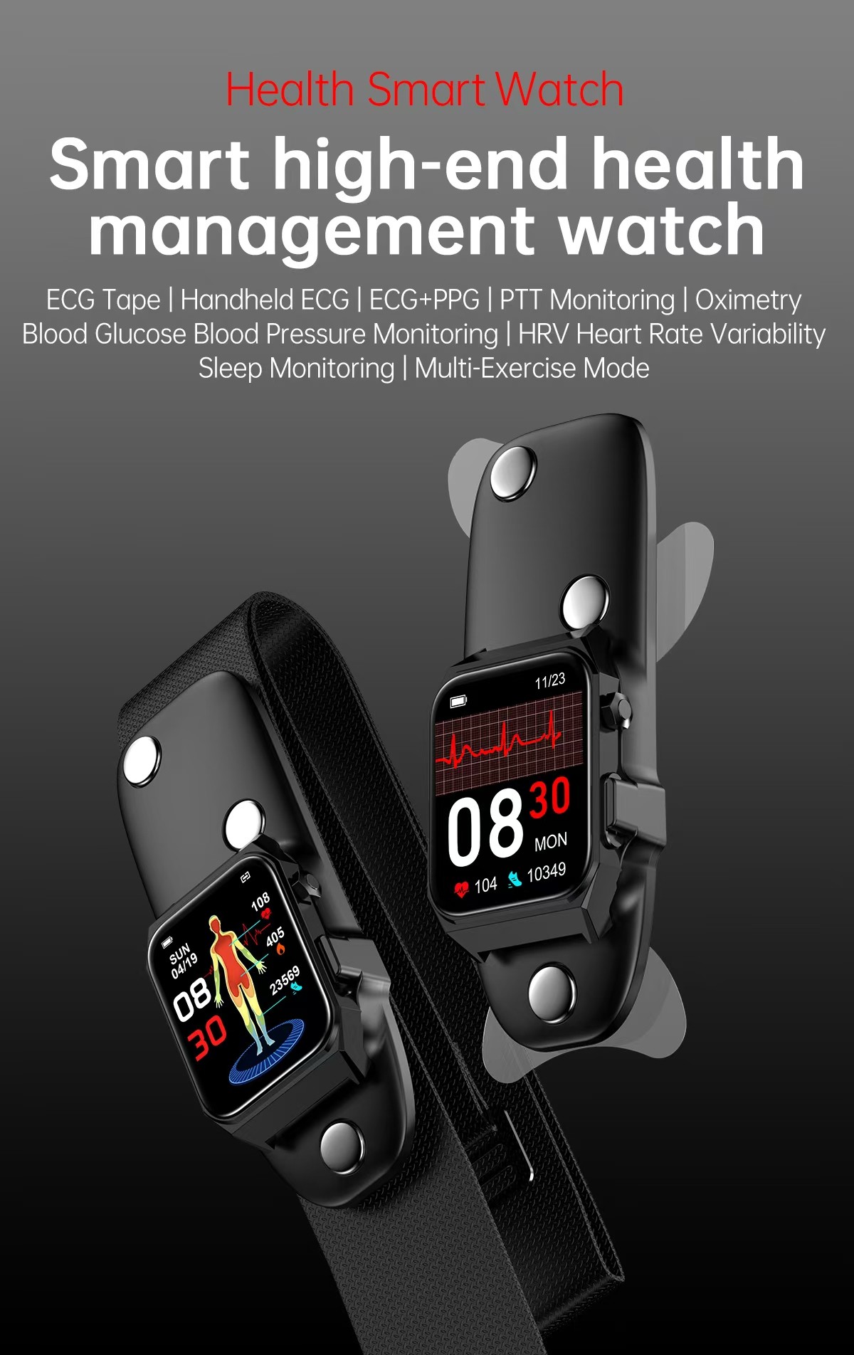 E530 Smart watch Music Control Health Monitoring Smartwatch With Blood Sugar SMS Reminder