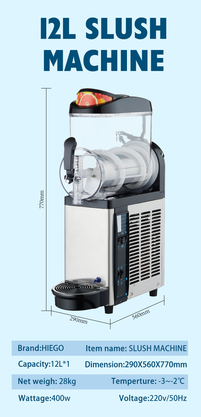 12l Commercial Granita Machine Single Bowl 24l Electric Margarita Maker