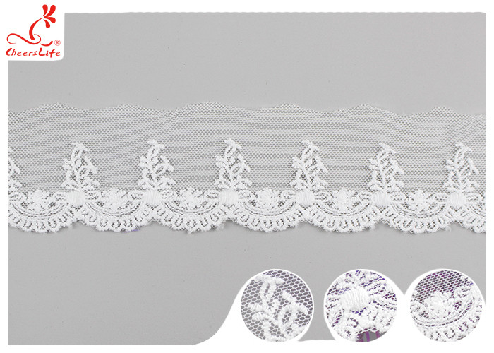 Vietnam Floral Nylon Mesh Lace Trim With Cotton Embroidery Patterns
