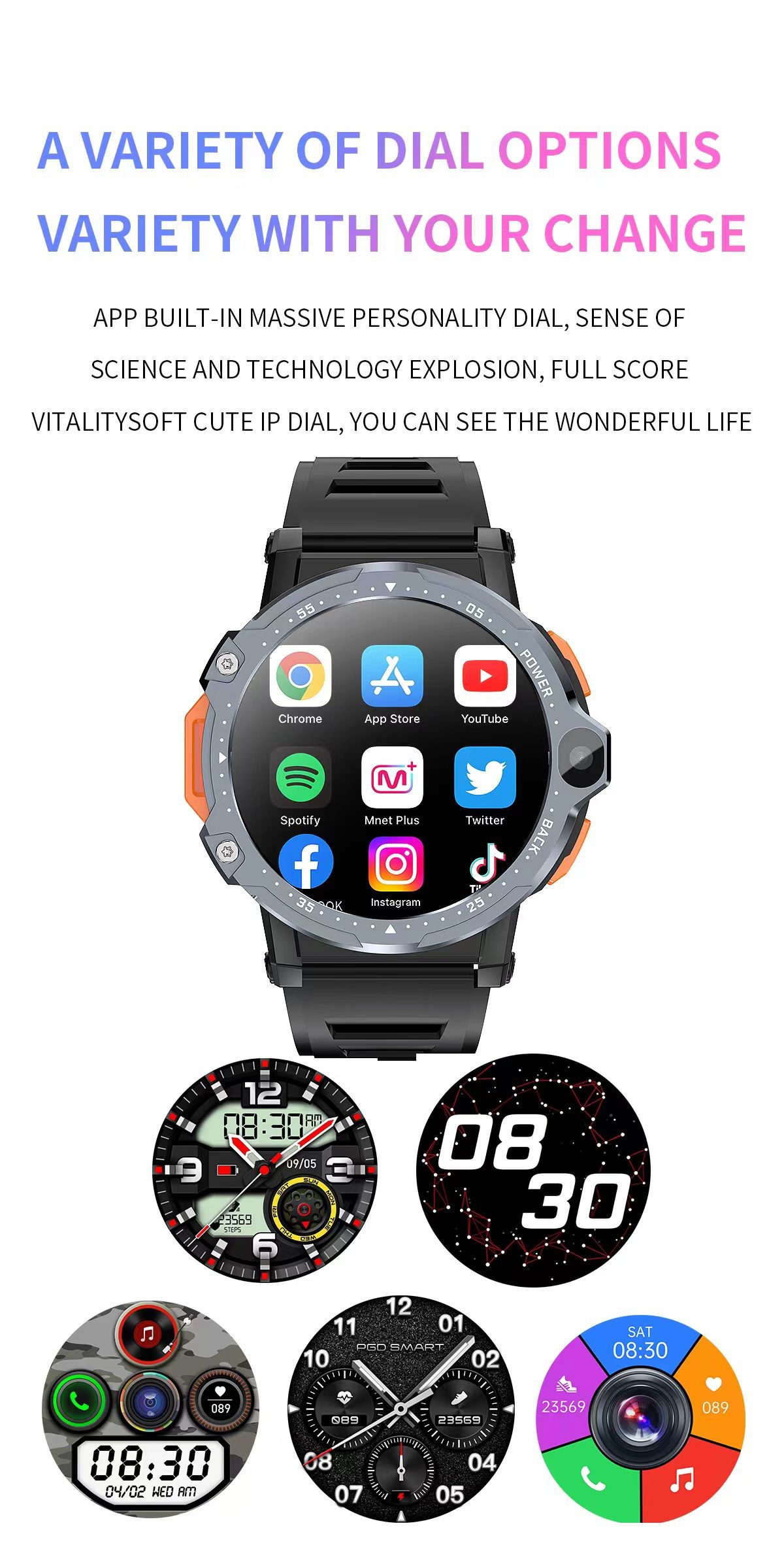 PG999 Dual Camera SmartWatch 2MP + 5MP Android Mobile Smartwatch With Wifi And Camera