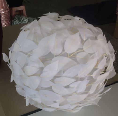 Collapsible Round White Leaf Lampshade D300 For Living Room