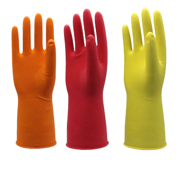 Light Weight Kitchen Dip Flock Lined Dishwashing Gloves