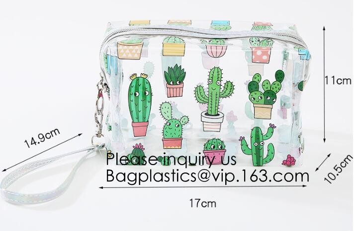 Clear Zipper Pouch with Strap Makeup Bag PVC Cosmetic Pouch,Printing Clear k Cosmetic PVC Pouch, bagease, bagplast