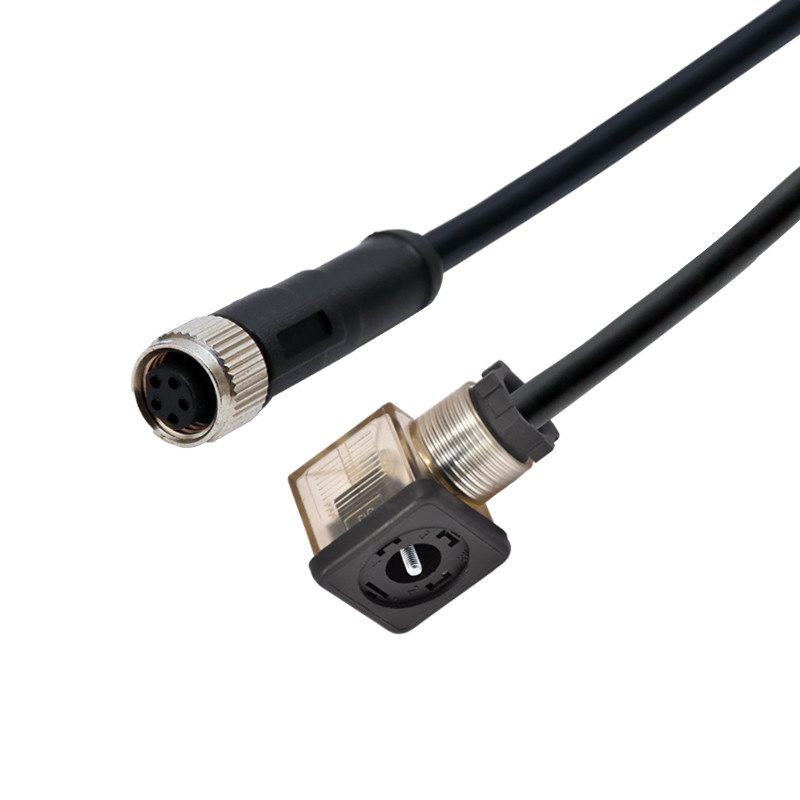 Rigoal Solenoid Valve Connector A Type 3+PE Plug M12 5 Pin Female Connector With LED