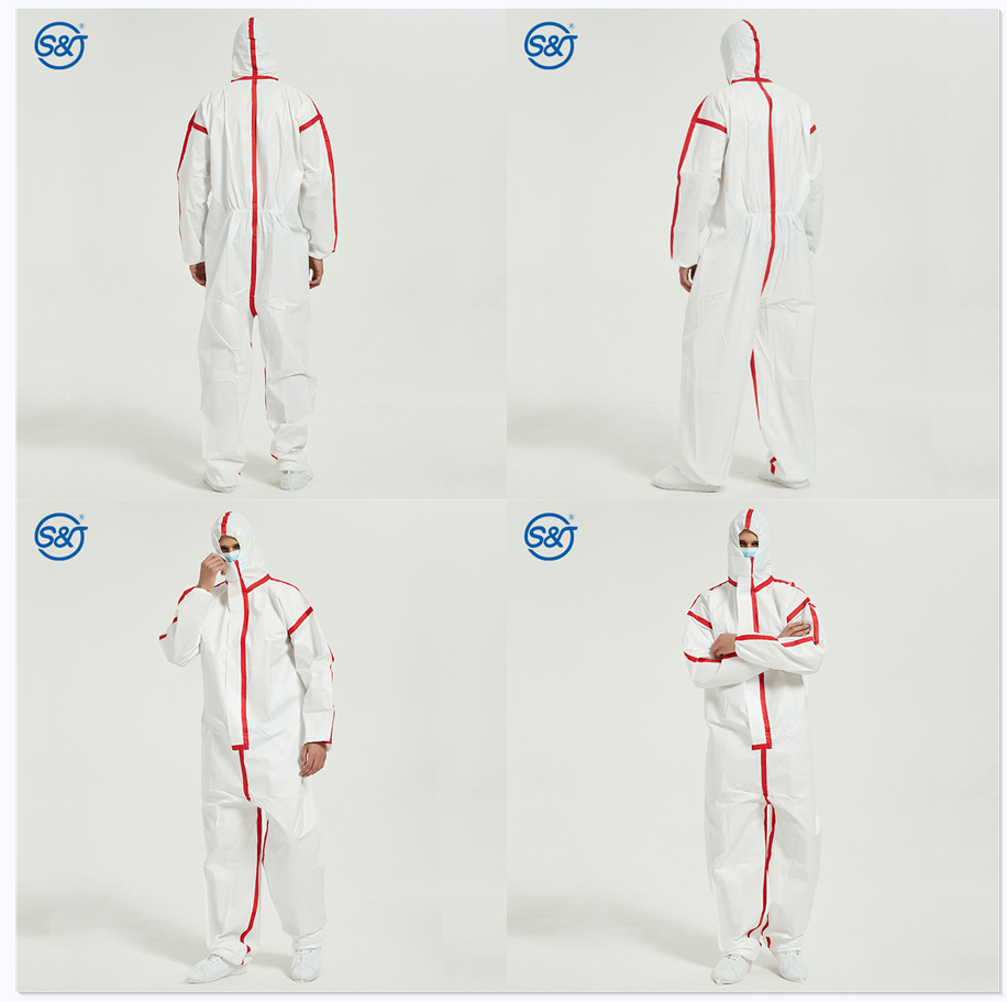 S&J Disposable medical workwear disposable coveralls with pockets