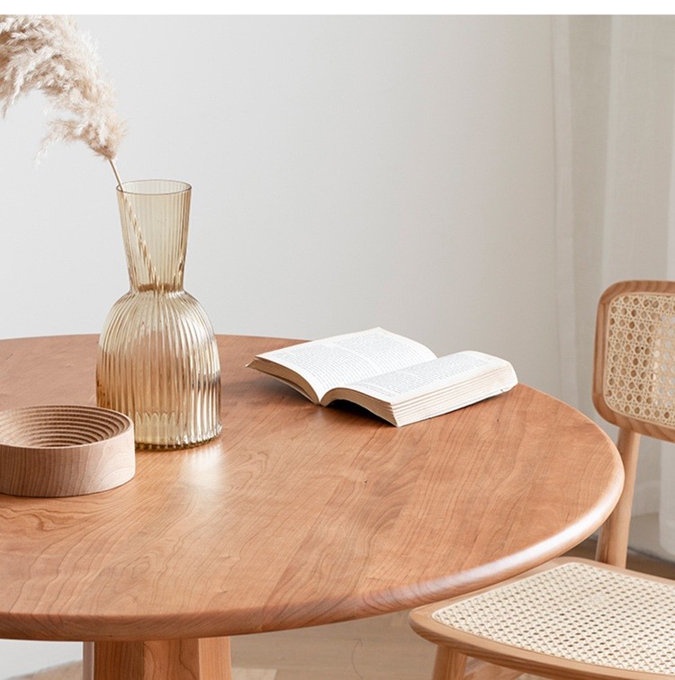 Nordic simple solid wood dining table and chair combination home living room multifunctional small apartment round dinin