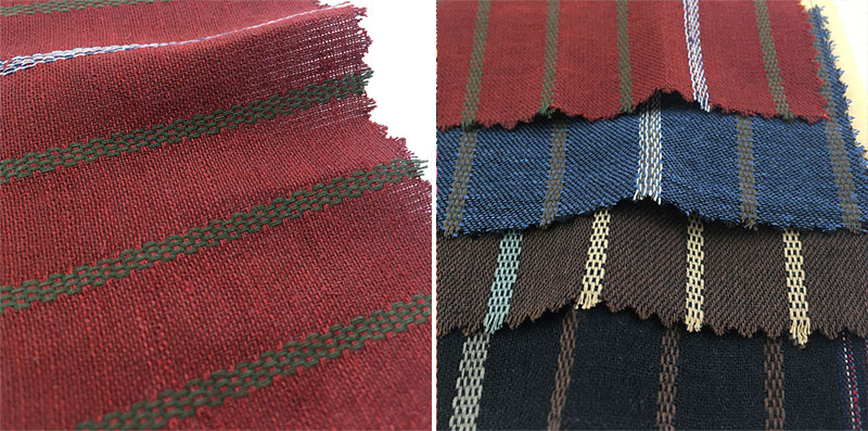Washed Gingham Woven Stripe Cotton Linen Jacquard Fabric 110gsm