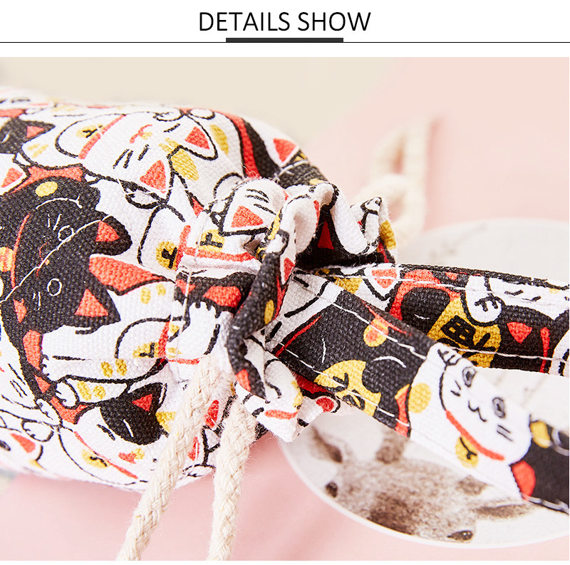 Drawstring Vintage Flower Printing Cotton Wine Bottle Sleeve