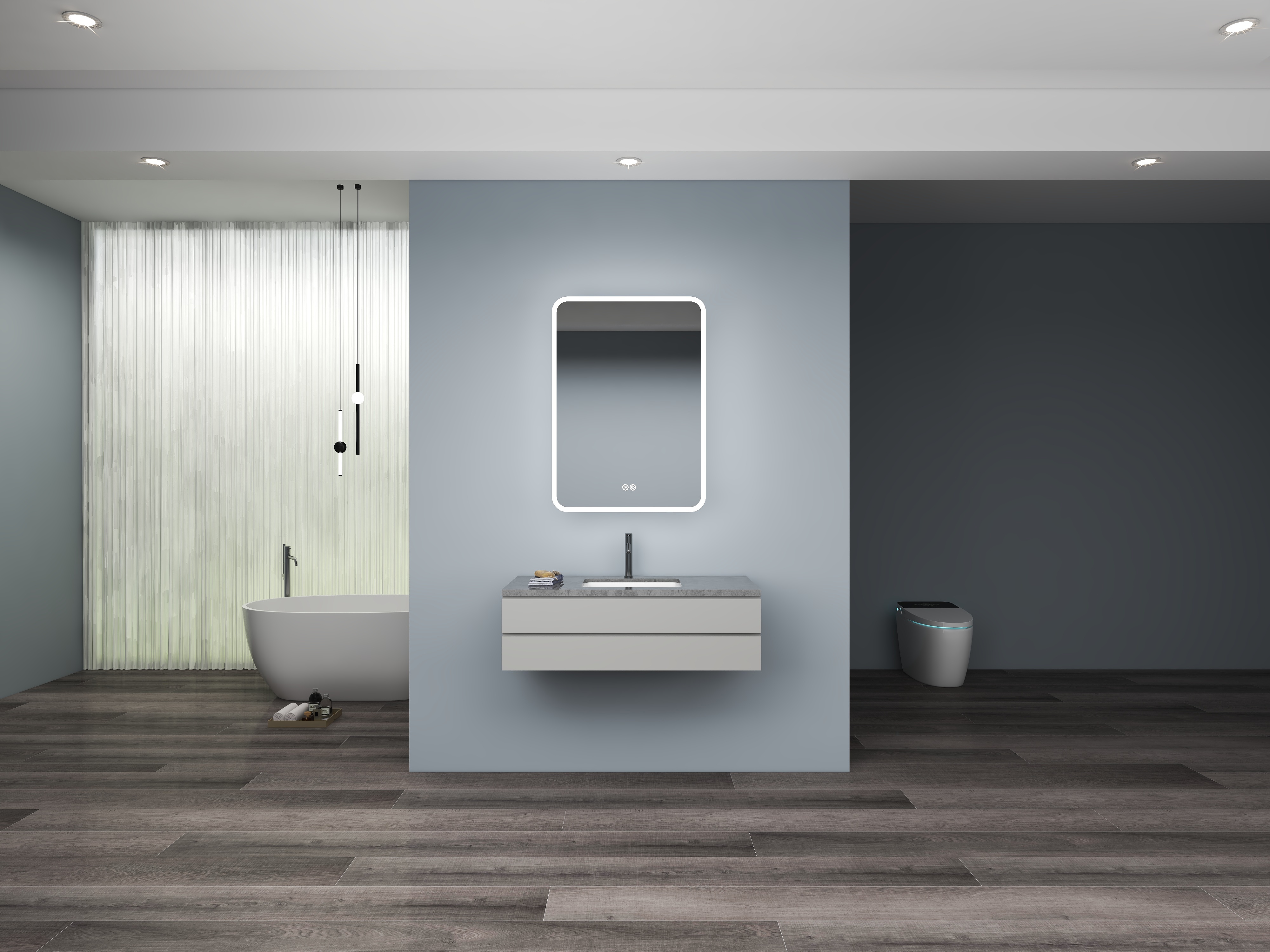 Wall Mounted Led Medicine Cabinet Anti Fog Lighted Vanity Mirror With Storage Customized