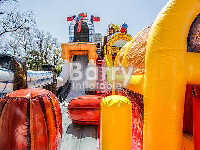 Commercial Kingdom Pirates Slide Inflatable Blow Up Obstacle Course With Bouncer