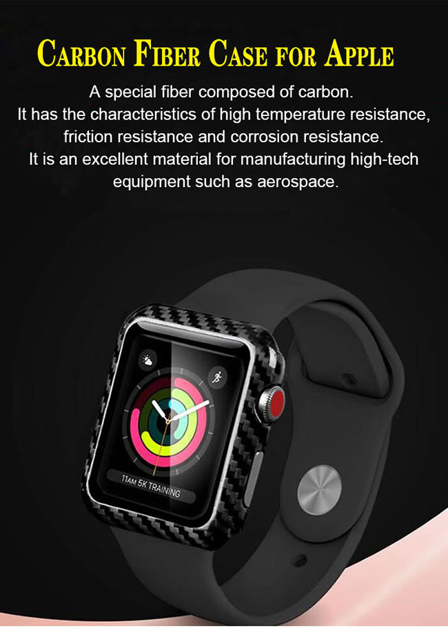 Slim Hard Shell Glossy Carbon Fiber Apple Watch Case