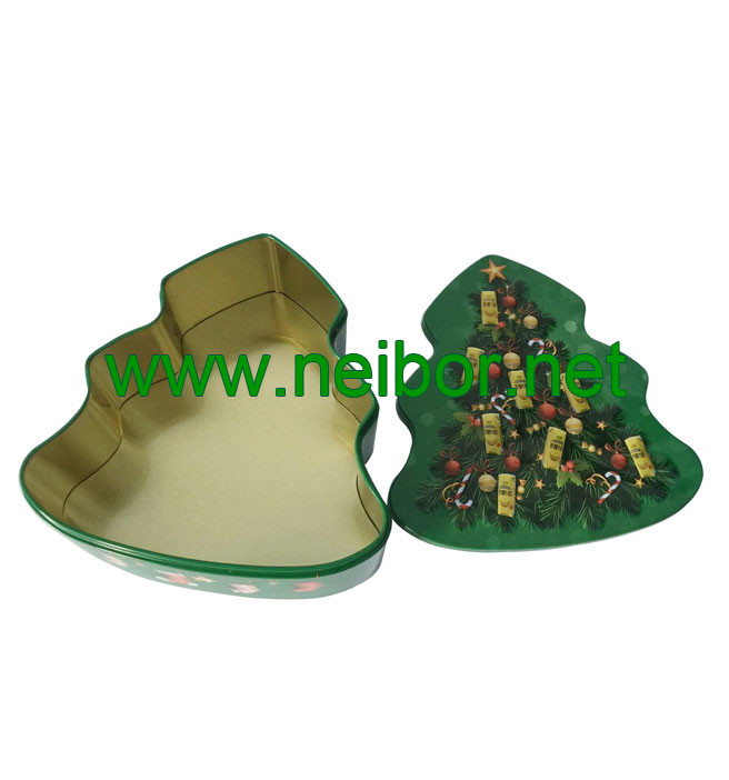 custom printing christmas tree shape chocolate tin box