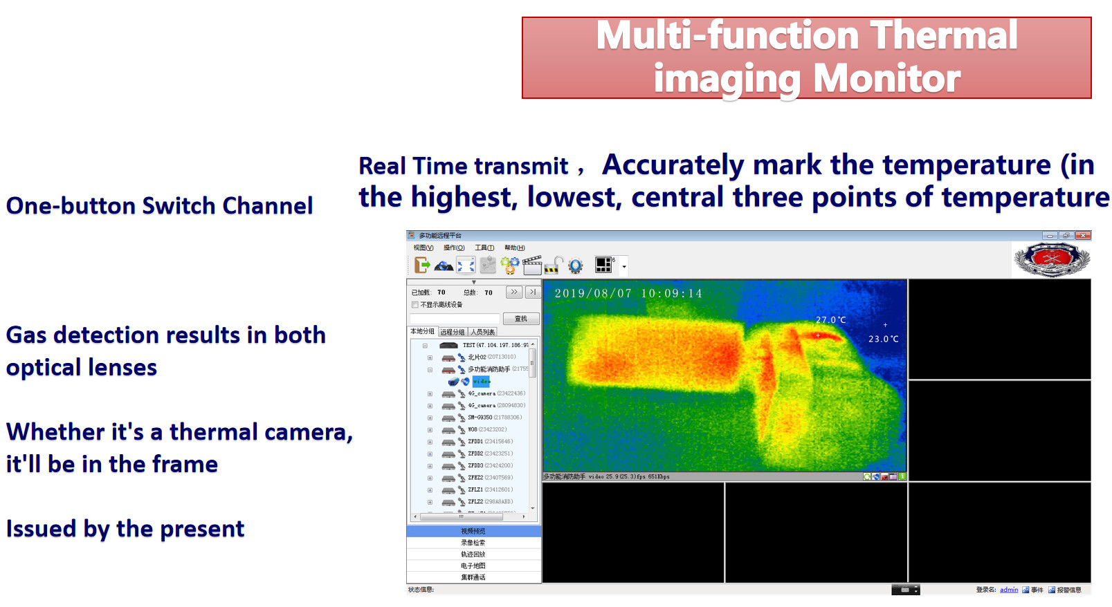4G Smart Thermal Measuring Helmet Camera Multi-Gas Detection Bluetooth4.0 GPS Led Light