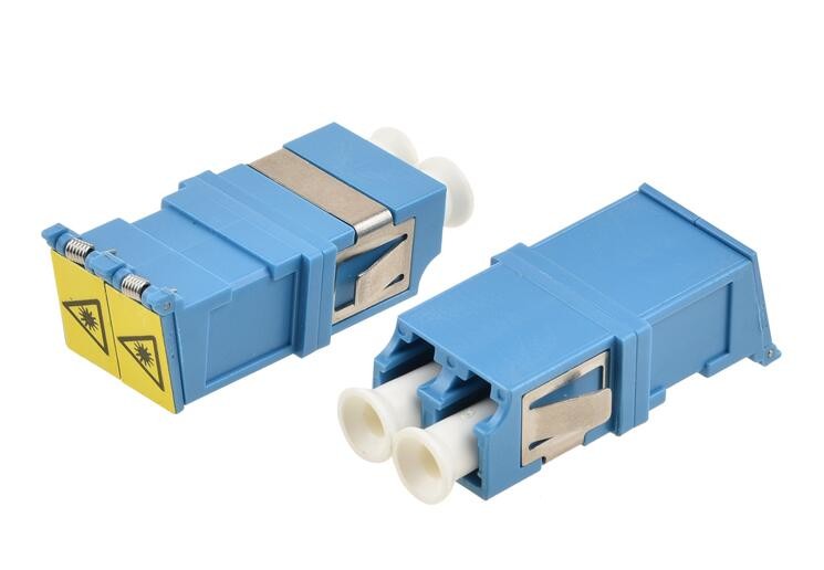 hybrid adapter FTTH LC / APC Laser Caution Plastic Duplex Sm Adapter With Shutter