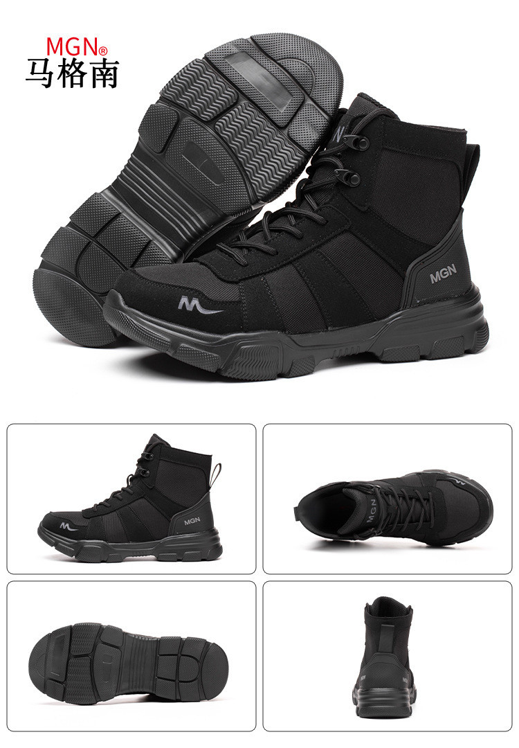 Security Work Boots Microfiber Men's Safety Boots Steel Toe Kevlar Mid Sole Anti-smashing Rubber Work Boots