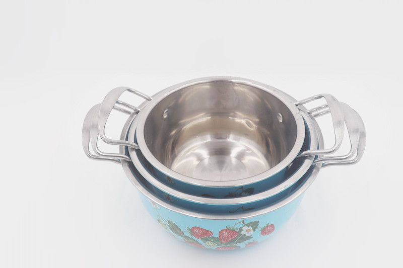 6pcs Nonstick Soup Pot Flower Coating Deep Casserole Pan
