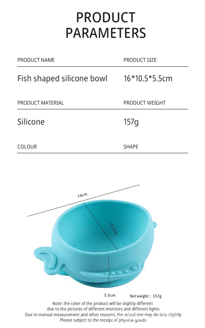 Creative fish shaped baby silicone tableware, children's suction cups, tableware, silicone bowls