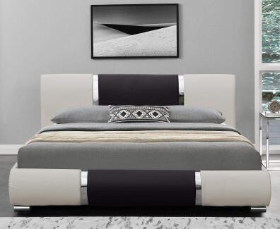 Minimalist Fashion Design Leather Bed Manufacturers Black And White PU Curve Bedstead