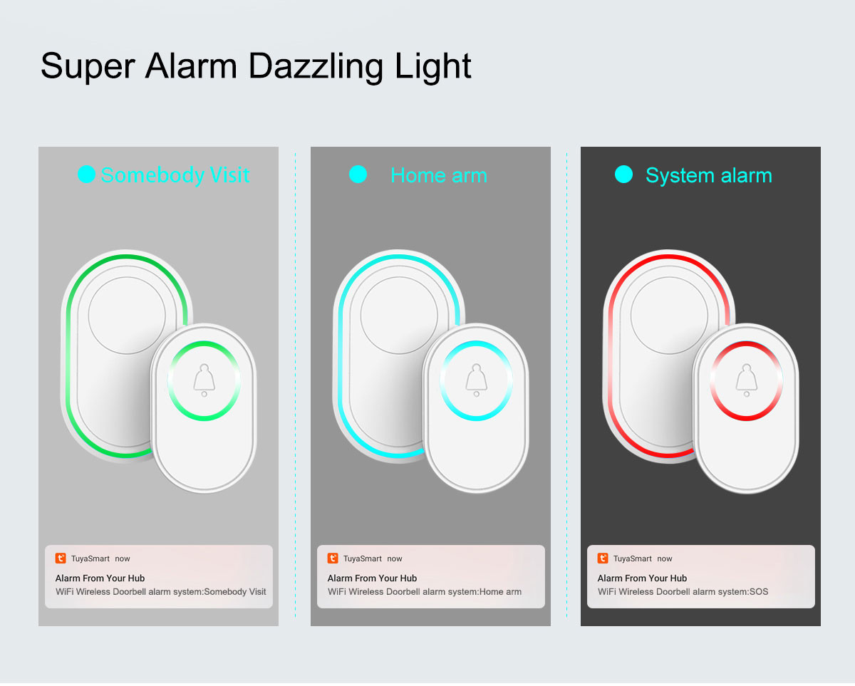 Wifi Smart Home Tuya App Control Waterproof Alexa Wireless Doorbell