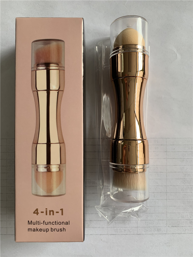 Double Side Retractable Travel Makeup Brushes Set 4 In 1 Aluminium Ferrule