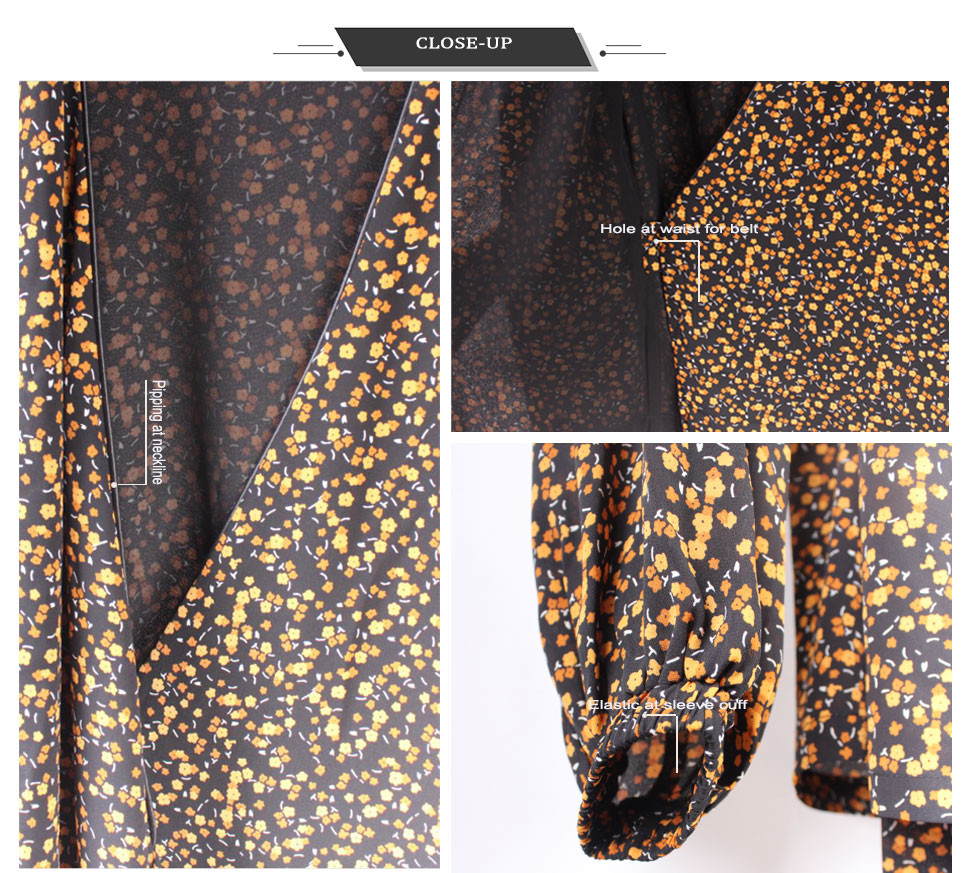 size 40 Long Belt Floral Printed Womens Wrap Blouses