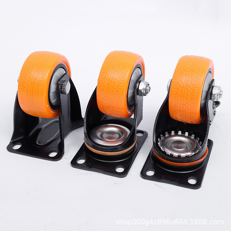 3 4 5inch PU/PVC Industrial Furniture Trolley Orange Single Bearing Caster with Tire Mark