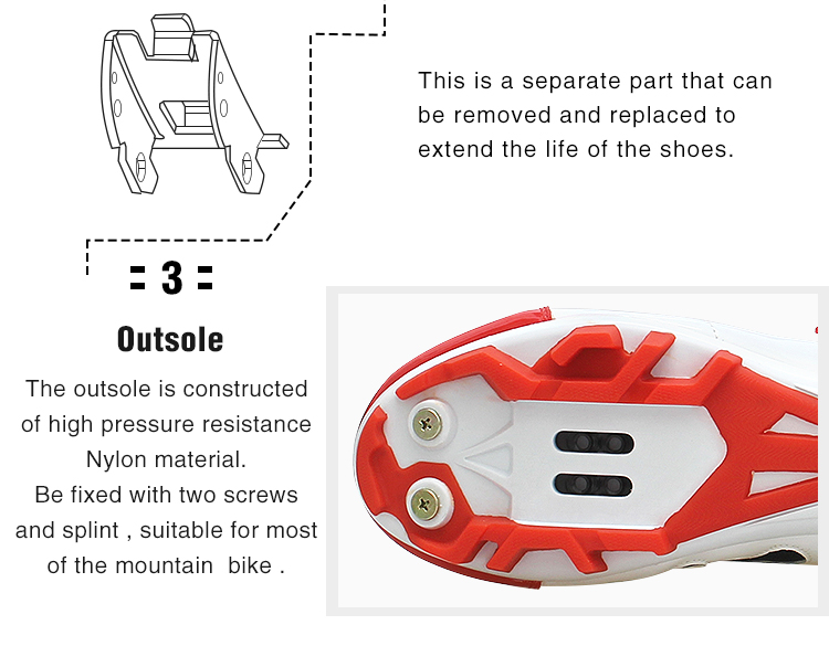 Red And White Mountain Cycling Shoes Geometry Design Body High Pressure Resistance