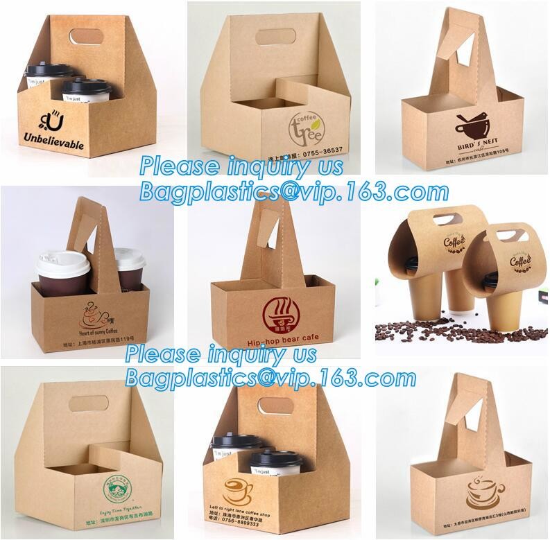 Cardboard paper coffee cup holder carrier,2 pack coffee cup drink paper carriers,Brown paper coffee cup drink carriers w